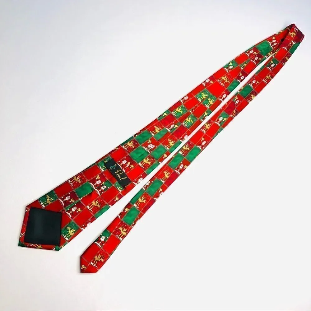 🎄Set of 2 Novelty Christmas Musical Ties – Red & Green Holiday Prints NOEL Santa
